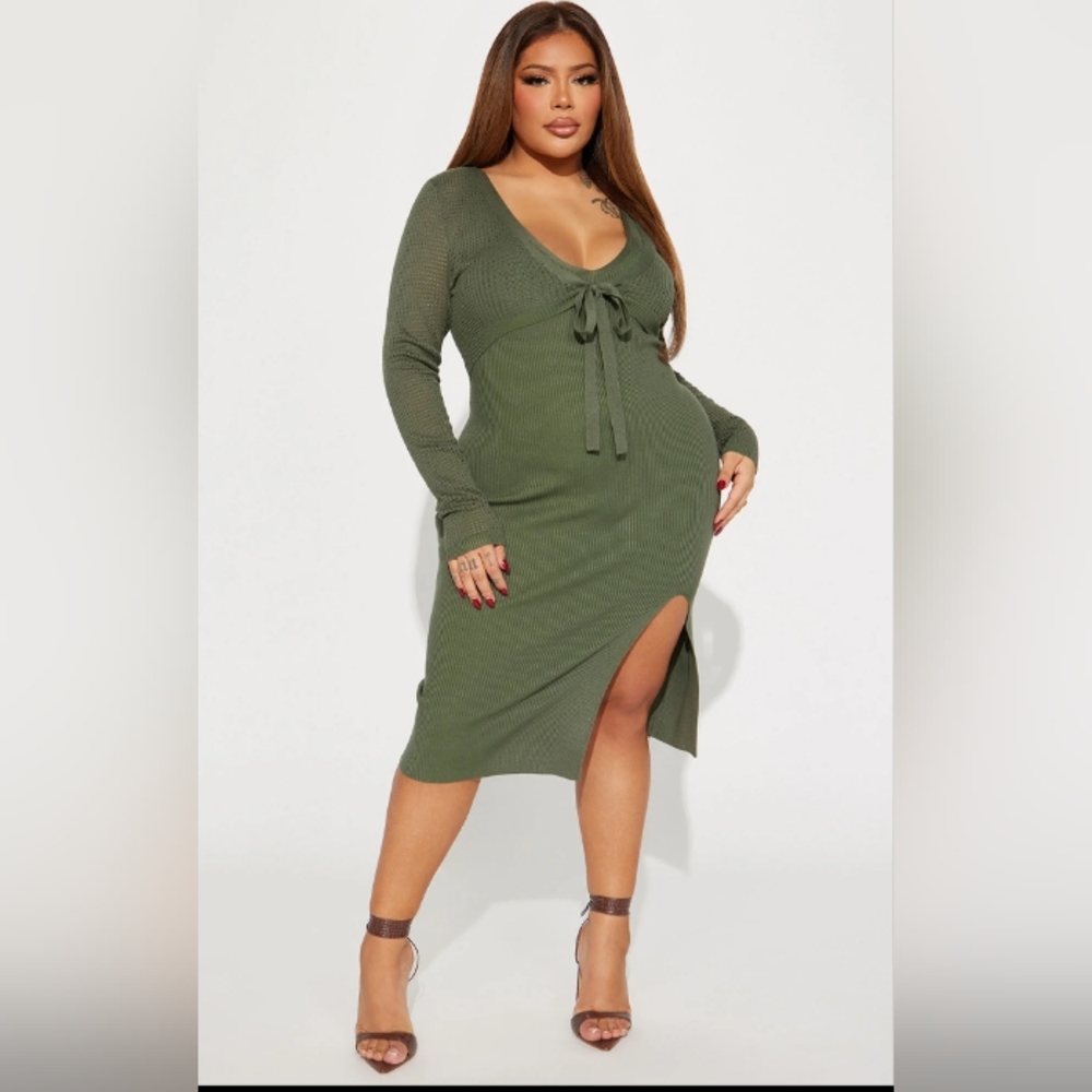 Midi dress olive